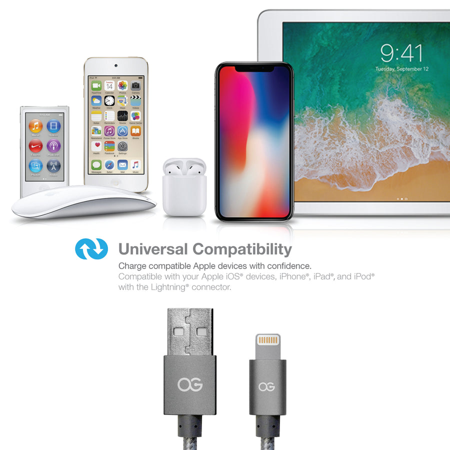 Premium High Speed Apple® MFi Certified Lightning® to USB Charge & Sync Cable (2-pack)