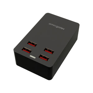 top view of omnigates black 4 Port USB Smart Charger