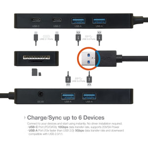Omnigates USB Hub - 4 USB 3.0 Ports, 2 Type-C Ports, 1 SD/Micro SD Combo Card Reader