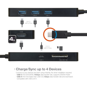 Omnigates Type-C USB Hub - 3 USB 3.0 Ports, 1 HDMI port, 1 Type-C Port w/ PD, & SD/Micro SD Reader