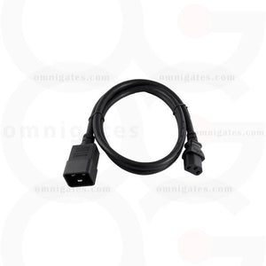 Black 4 feet Power Cord, 14 AWG, SJT, 15A/250V, C13/C20 Connector Cable