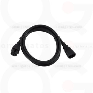 Black 6 feet Power Cord Extension, 14AWG, SJT, 15A/250V, C14/C15 Connector cable