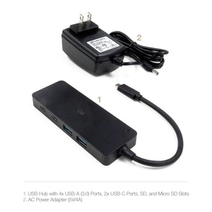 Omnigates Type-C USB Hub - 4 USB 3.0 Ports, 2 Type-C Ports, 1 SD/Micro SD Card Reader