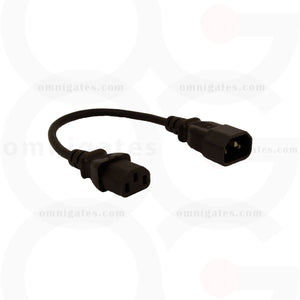 black 1 foot Power Cord Extension, PC/Monitor, 18AWG, 10A 125V, C13/C14 Connector Cable