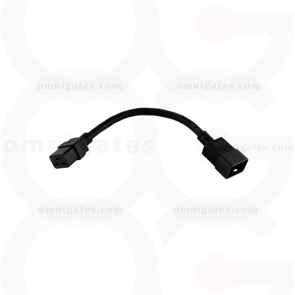 Extension Power Cord, 12AWG, SJT, 20A 250V, C19/C20 Connector Cable, black