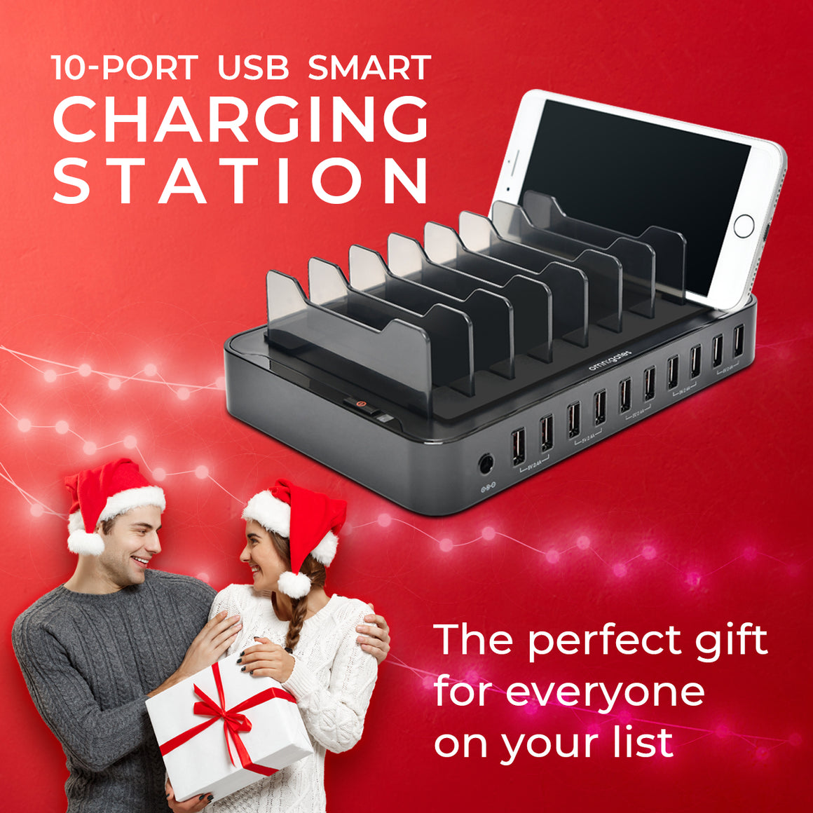 Omnigates Mach 10-Port USB Smart Charging Station w. Smart IC