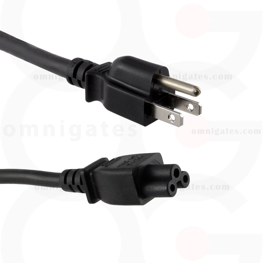 3 Prongs Notebook Power Cord, 18AWG, NEMA5-15P/C5 Connector cable, Black - omnigates.com