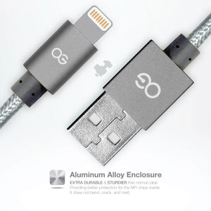Premium High Speed Apple® MFi Certified Lightning® to USB Charge & Sync Cable, 3ft, Gray