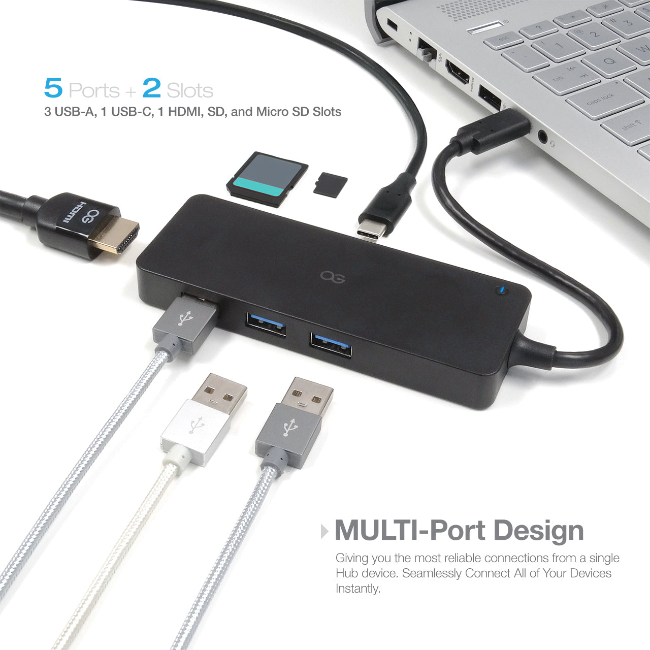 Hub Usb 4 Ports Usb 3.0 Multi-interface Plug & Play Avec Usb-c En