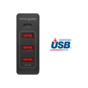 Omnigates Mach 4-Port w. USB-C PD (Power Delivery) Smart Charger w. Smart IC