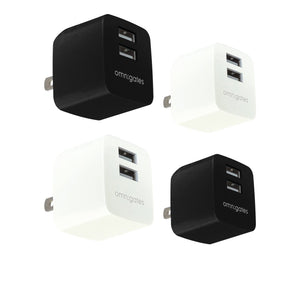 Omnigates Mach 2-Port 10.5W Wall Outlet Charger, UL listed [4Pack bundle]