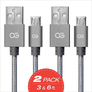 gray 2 pack Premium High Speed USB A to Micro-5Pin Sync/Charging Cable Metallic 