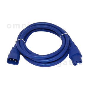 Blue 8 feet Power Cord Extension, 14AWG, SJT, 15A/250V, C14/C15 Connector cable