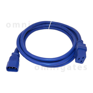 Blue 8 feet Power Cord Extension, 14AWG, SJT, 15A/250V, C14/C19 Connector cable