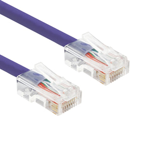 non-booted rj45 cat5e ethernet network patch cable purple