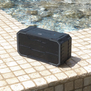 Omnigates Aeon Bluetooth Speaker BOOMbox next to a pool