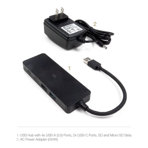 Omnigates USB Hub - 4 USB 3.0 Ports, 2 Type-C Ports, 1 SD/Micro SD Combo Card Reader