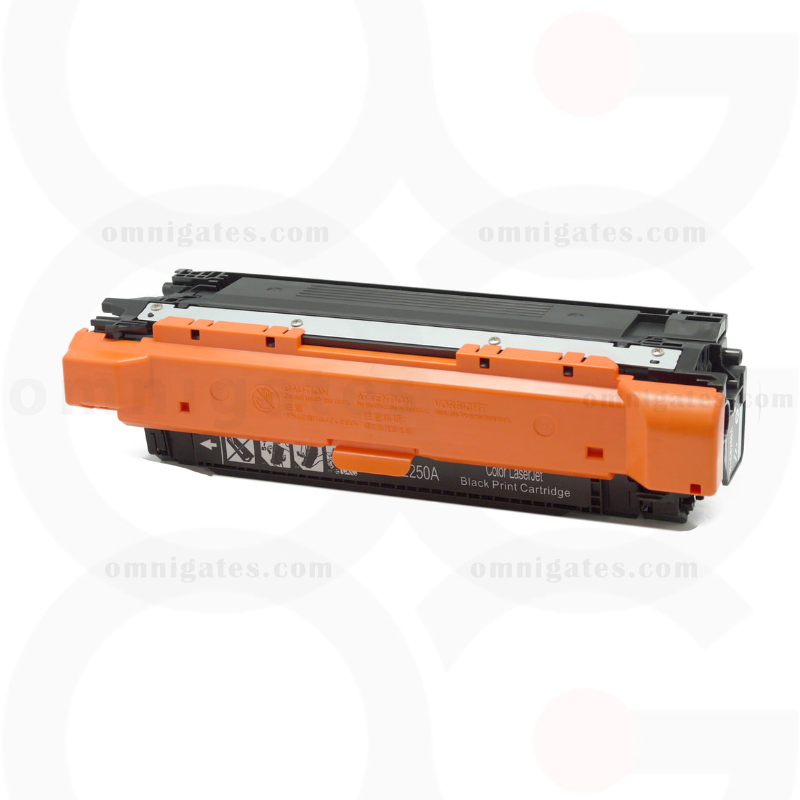 front view of black OGP Remanufactured HP CE250A Laser Toner Cartridge