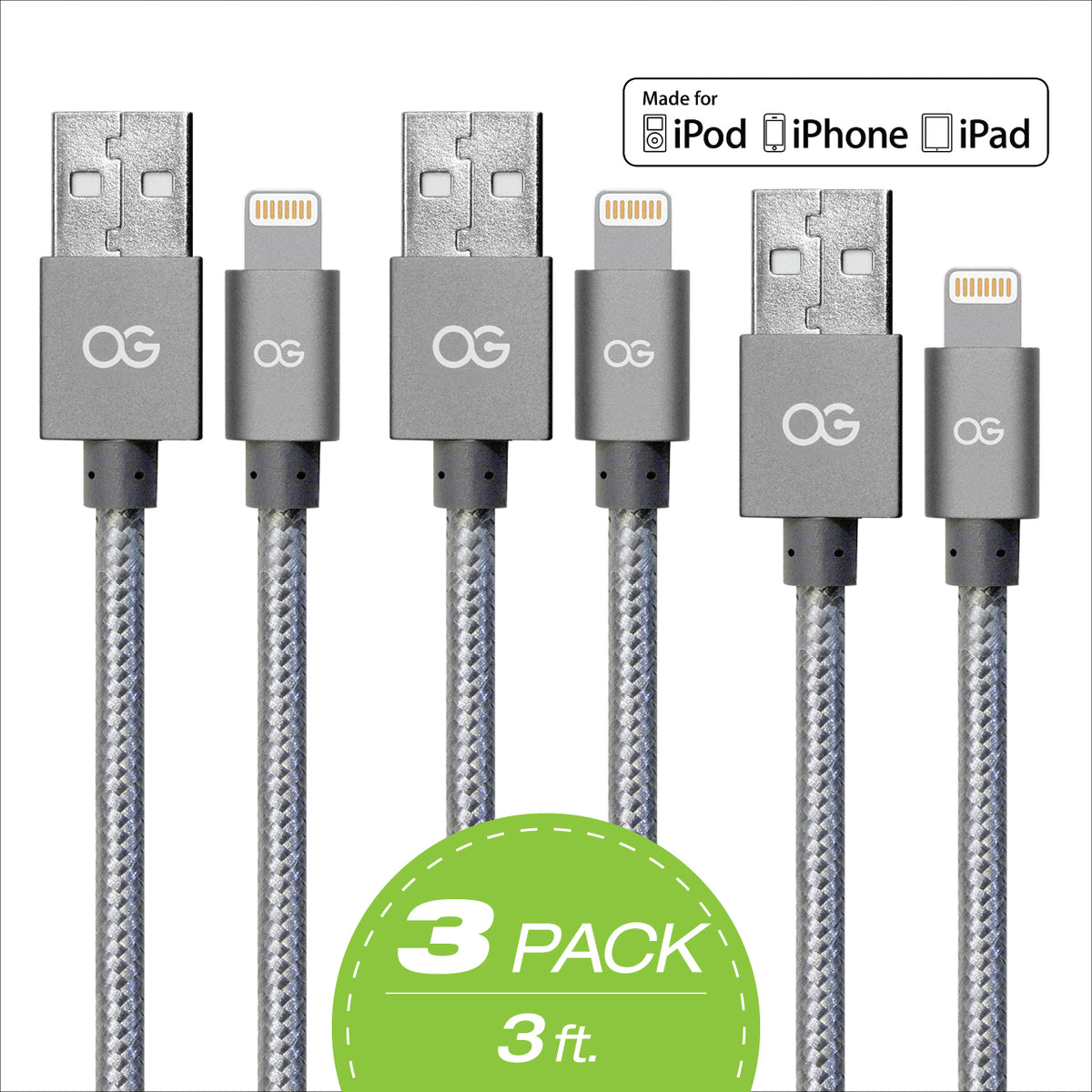 Premium High Speed Apple® MFi Certified Lightning® to USB Charge & Syn