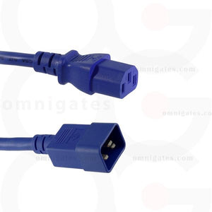 Blue 3 feet Power Cord, 14 AWG, SJT, 15A/250V, C13/C20 Connector Cable
