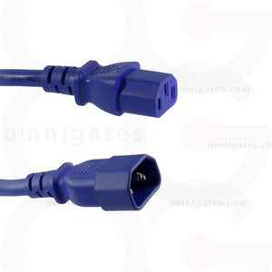 blue Power Cord Extension, PC/Monitor, 18AWG, 10A 125V, C13/C14 Connector Cable