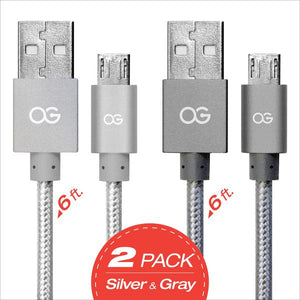 silver and gray Premium High Speed USB A To Micro-5pin Sync/Charging Cable Metallic 2 pack